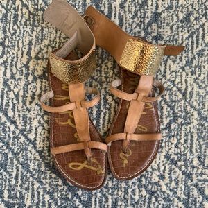Sam Edelman 8.5 Leather Gold Cuff Sandal